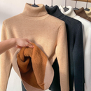 Suéter Feminino De Gola Alta De Veludo Marrom