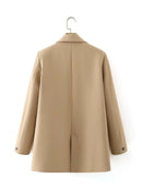 Blazer Feminino Alfaiataria Social Bege Lua