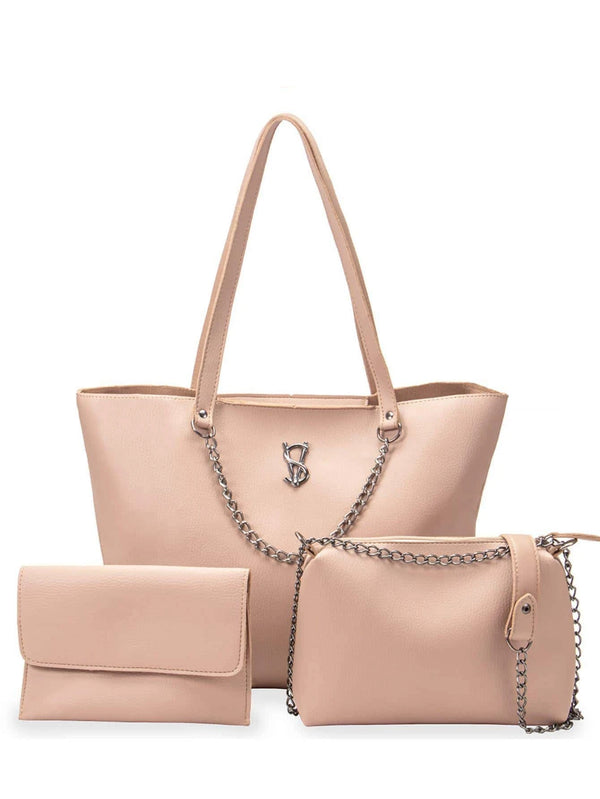 Bolsa-Feminina-Em-Couro-3-Peças-Bege-GarageBuy-01