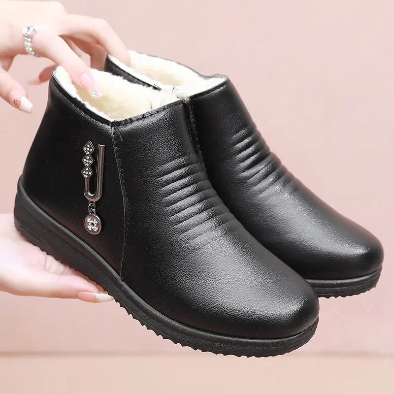 Bota Aveludada Feminina Cano Curto Inverno