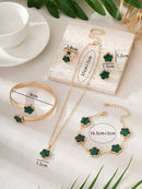 Conjunto-5-Pecas-Trevo-De-Quatro-Folhas-Da-Sorte-Verde-GarageBuy-03