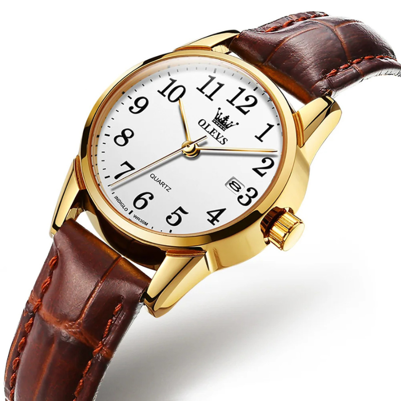 Relógio Feminino Pulseira de Couro Marrom Olevs