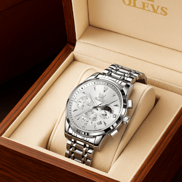 Relógio Masculino Olevs 3639 Quartz Prata