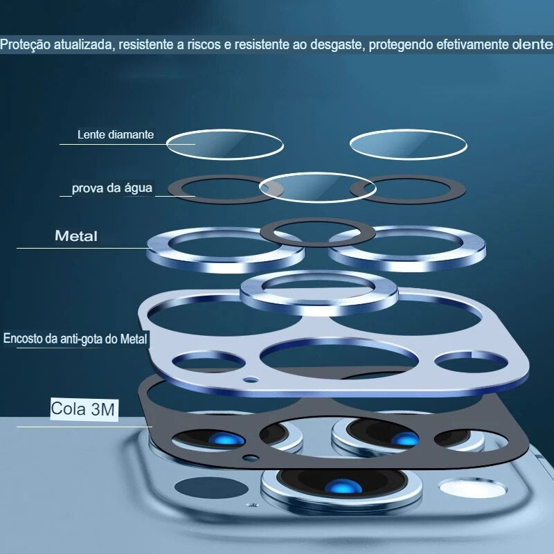 Protetor De Câmera Para Iphone Lente De Alumínio Traseira