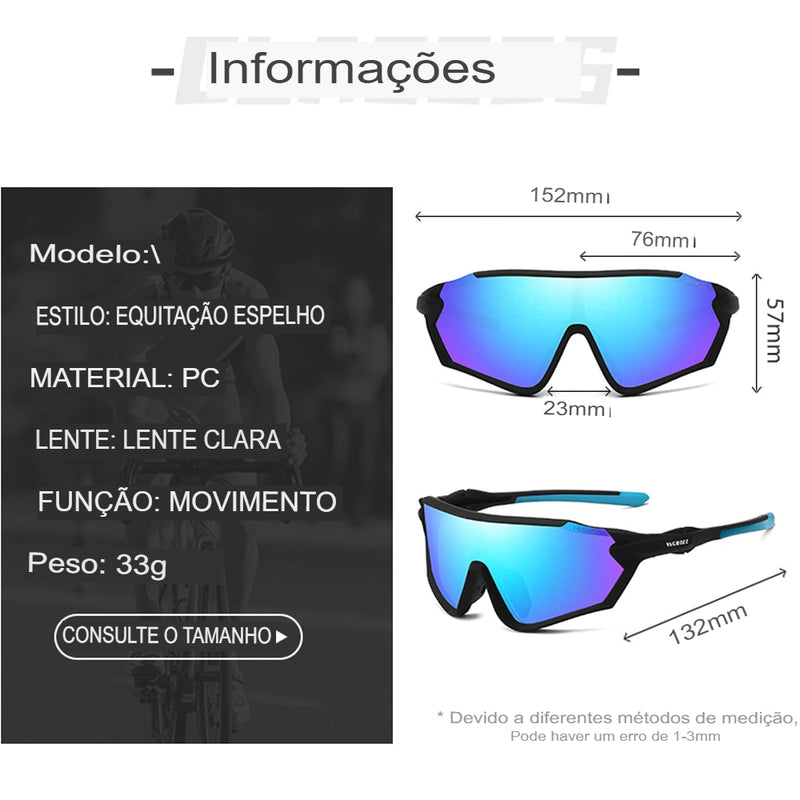 Óculos De Ciclista Vaghozz Lente Colorida Proteção UV400