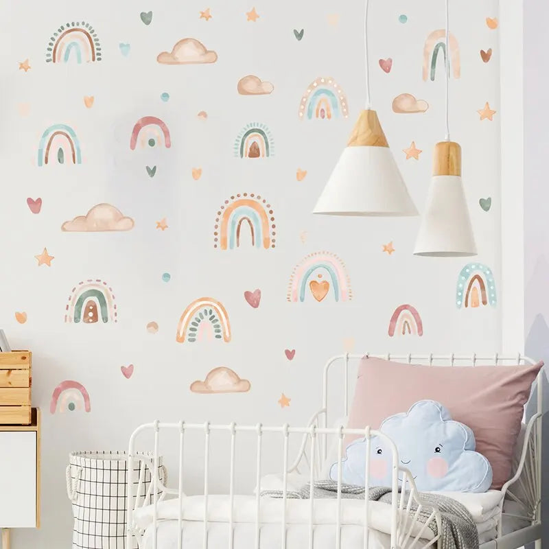 adesivos, adesivos de paredes, decoração, decoração infantil, moda infantil, quarto infantil, quarto criança, arco-irís