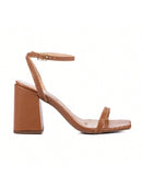 Sandália Feminina Jjojo Salto Grosso Caramelo