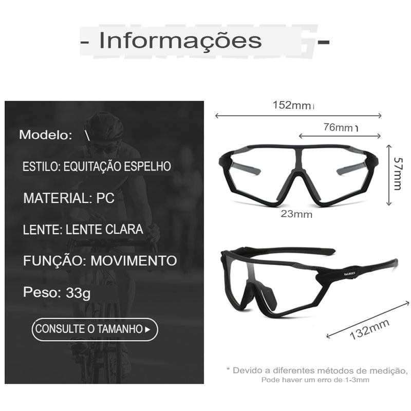 Óculos De Ciclista Vaghozz  Lente Transparente Proteção UV400 Produto Novo Original