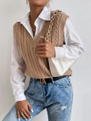 Suéter-Feminino-Tricod-Gola-V-Colete-Bege-GarageBuy-02