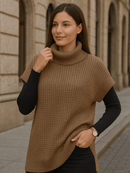 Sueter-Feminino-Gola-Alta-Manga-Asa-de-Morcego-Marrom-garagebuy-01