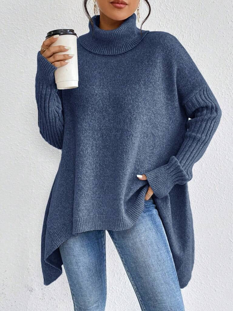 Suéter-Feminino-Gola-Alta-Ombro-Caído-Gio-Azul-garagebuy-01 