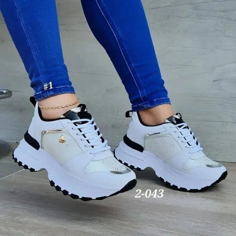 Tenehi Tenis Branco Plataforma Alta Tênis Casual Tenis Feminino