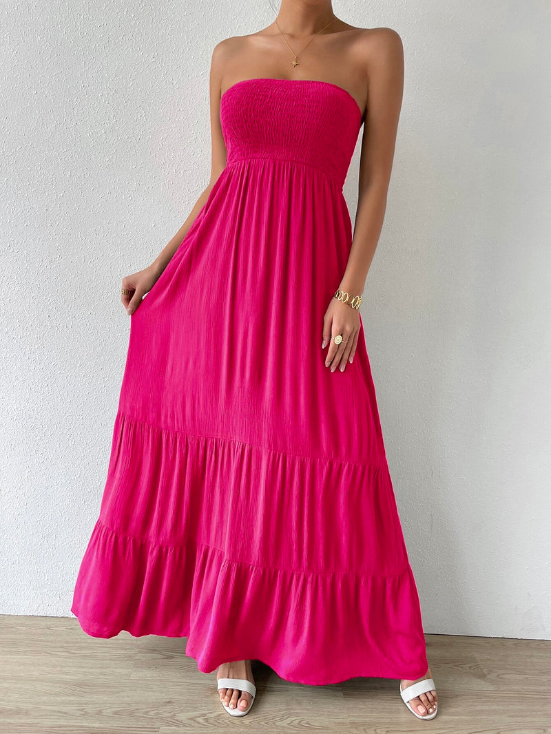 Vestido-Feminino-Longo-Com-Babado-Liso-Rosa-GarageBuy-04