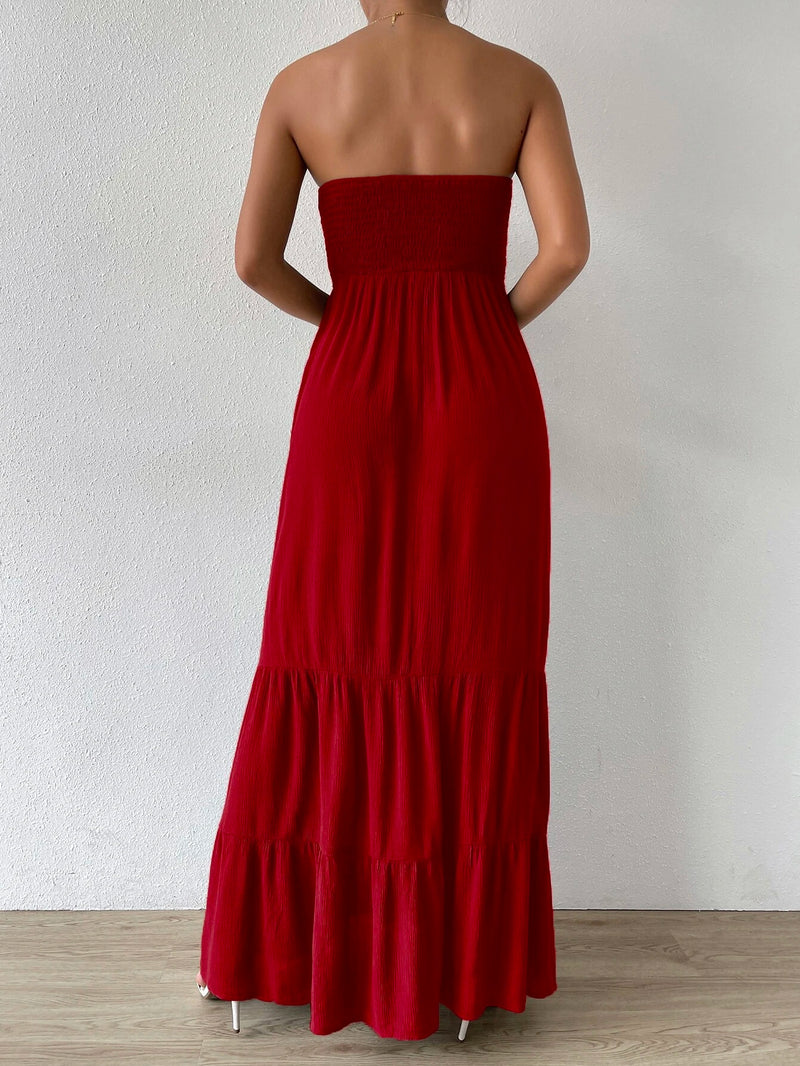 Vestido-Feminino-Longo-Com-Babado-Liso-Vermelho-GarageBuy-02