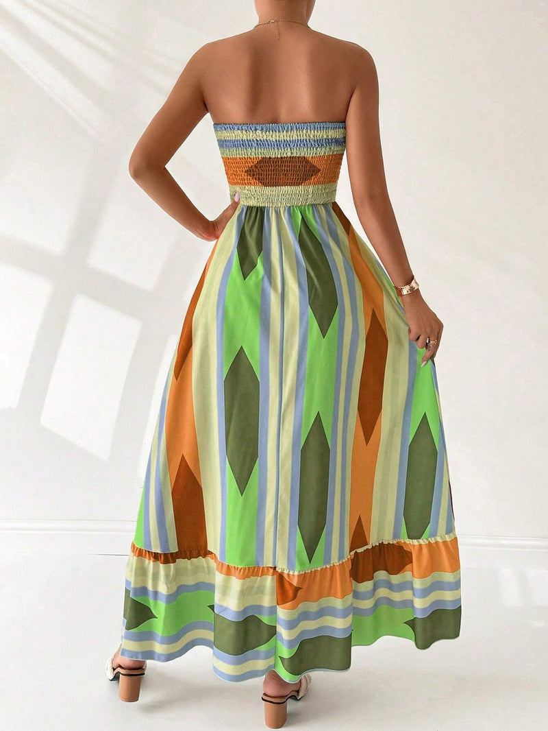 Vestido-Longo-Geométrico-Multicolorido-Bandeau-Amarelo-GarageBuy-05