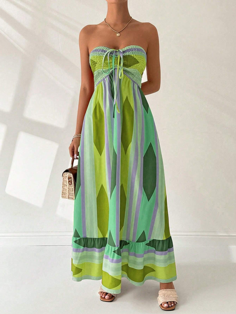 Vestido-Longo-Geométrico-Multicolorido-Bandeau-Verde-GarageBuy-02