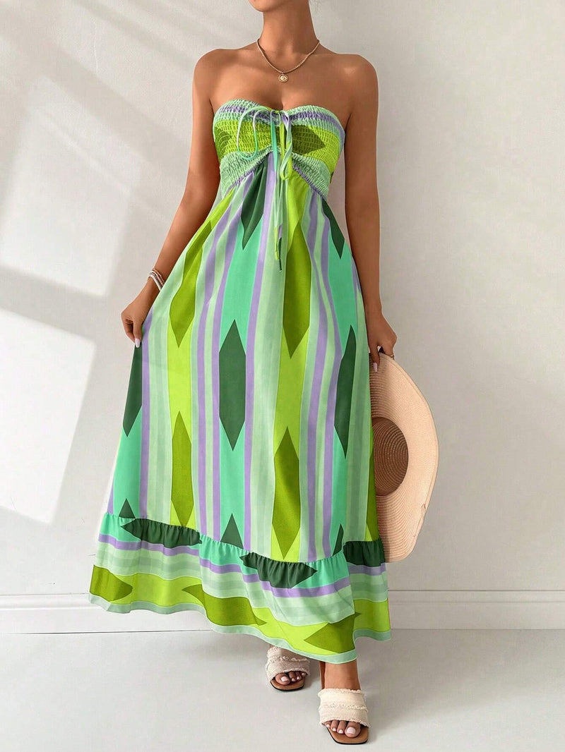 Vestido-Longo-Geométrico-Multicolorido-Bandeau-Verde-GarageBuy-04