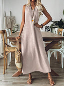 Vestido-Longo-Mangas-com-Decote-Entalhado-Caqui-garagebuy-05