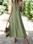 Vestido-Longo-Mangas-com-Decote-Entalhado-Verde-garagebuy-01