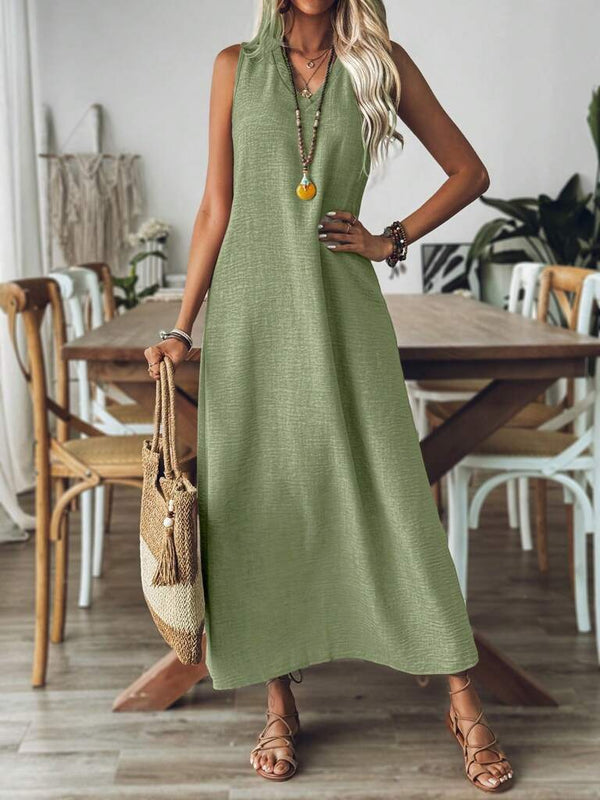 Vestido-Longo-Mangas-com-Decote-Entalhado-Verde-garagebuy-05