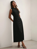 Vestido-Midi-Botoes-na-Frente-sem-Mangas-Preto-garagebuy-01