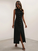 Vestido-Midi-Botoes-na-Frente-sem-Mangas-Preto-garagebuy-04