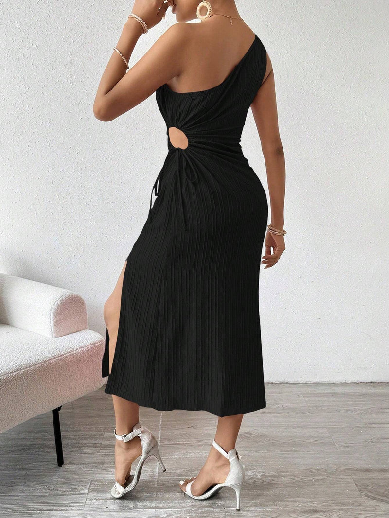 Vestido-Verão-De-Um-Ombro-Só-Plissado-Preto-GarageBuy-06